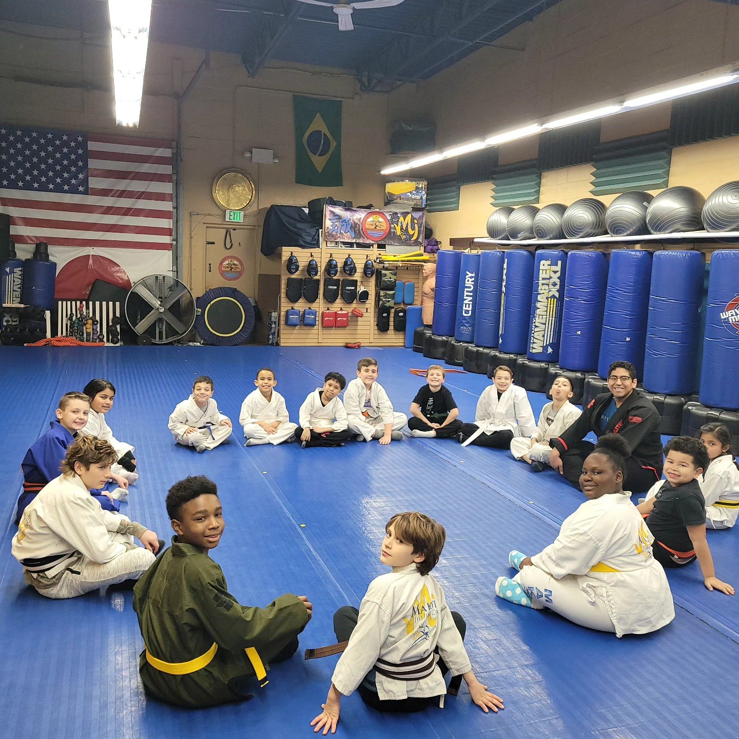Is Your Child students practicing drills during class at Makoto Jiu Jitsu Centers in Deer Park